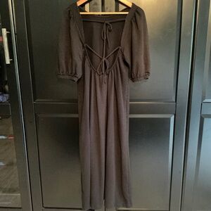 H & M black balloon sleeves maxi dress